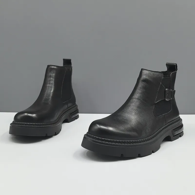 Devanro Short Chelsea Boots 3cm Men's Black-4