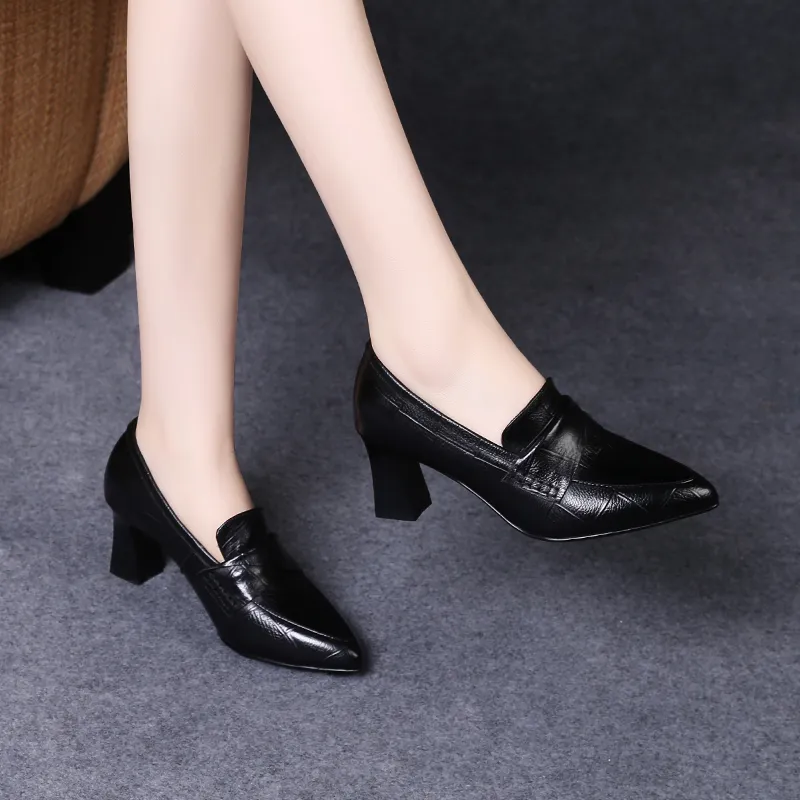 Devanro Chunky Heel High Heels 6.5cm Women's-4