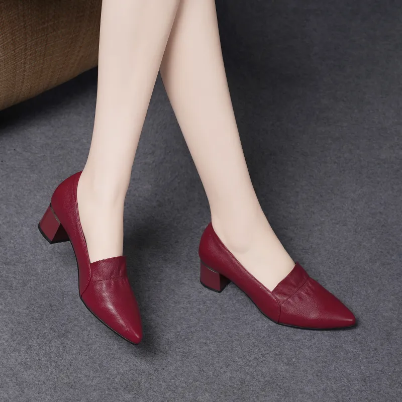 Devanro Chunky Heel High Heels 5.0cm Women's-9