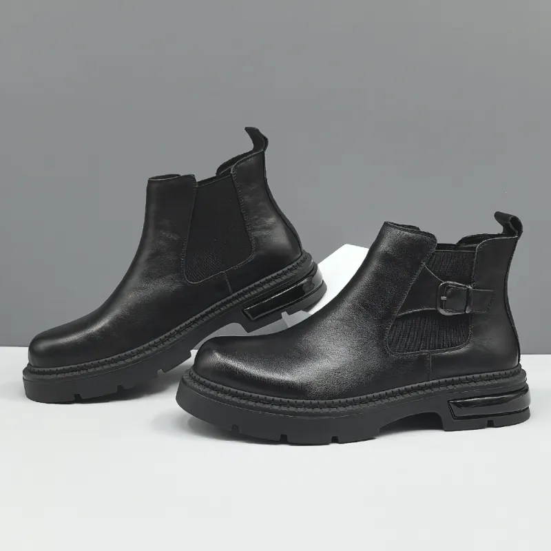 Devanro Short Chelsea Boots 3cm Men's Black-2