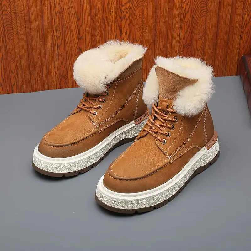 Devanro Warm Height Increasing Wear-Resistant Slip-Resistant Crew Snow Boots Men's-8
