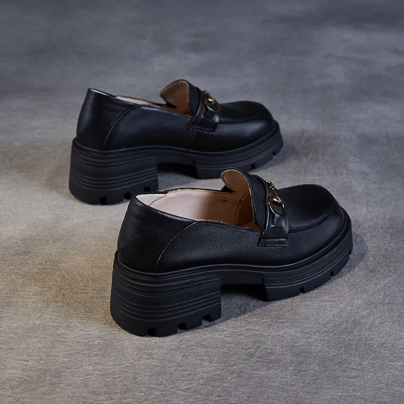 Devanro Loafers 5.5cm Women's Black-1