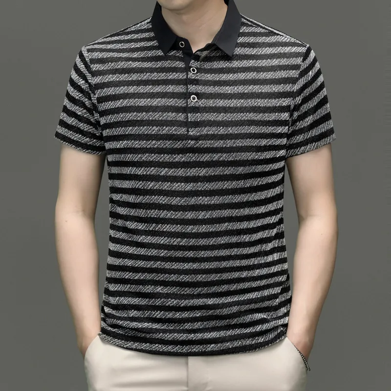 Devanro Polo Shirt Men's Black White-2