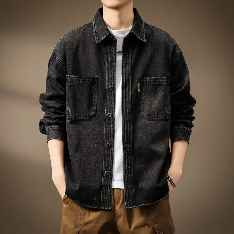 Devanro Denim Jacket Men's Black-5