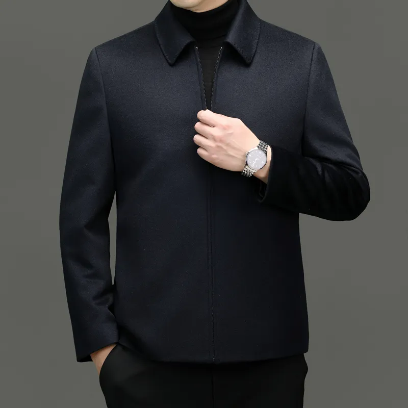 Devanro Coats Men Navy Blue, Liner Filled With 100% Cashmere-4