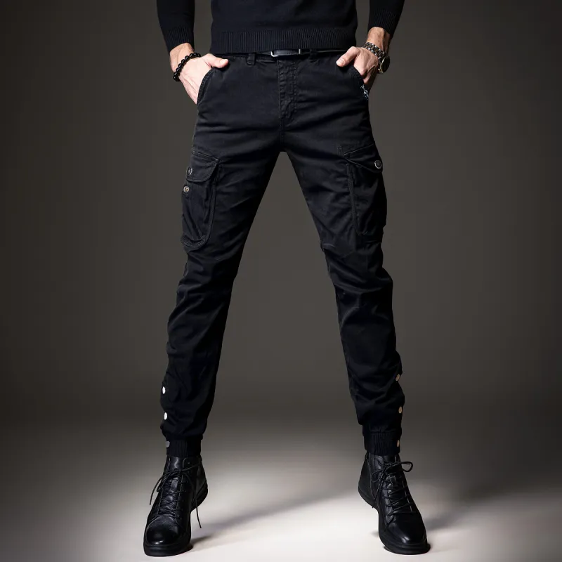 Devanro Casual Pants Men's Black-1