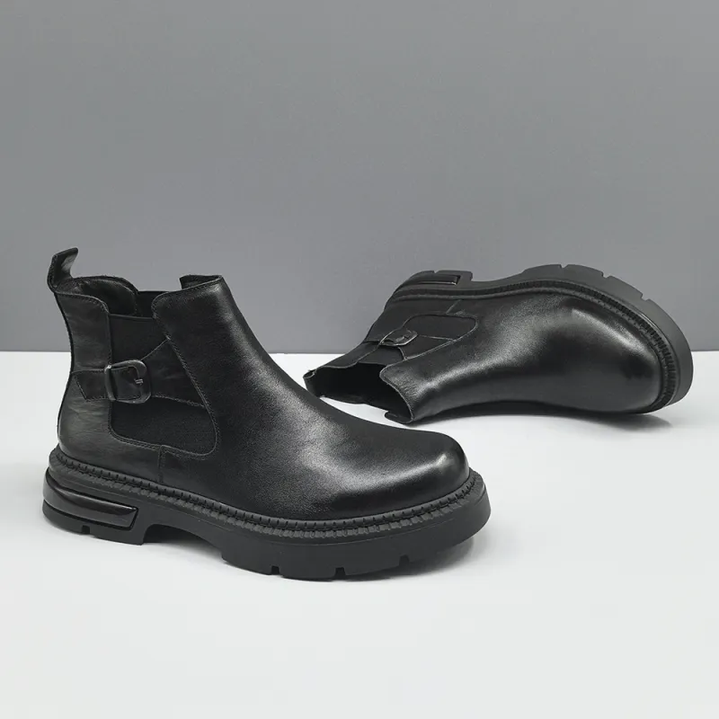 Devanro Short Chelsea Boots 3cm Men's Black-3