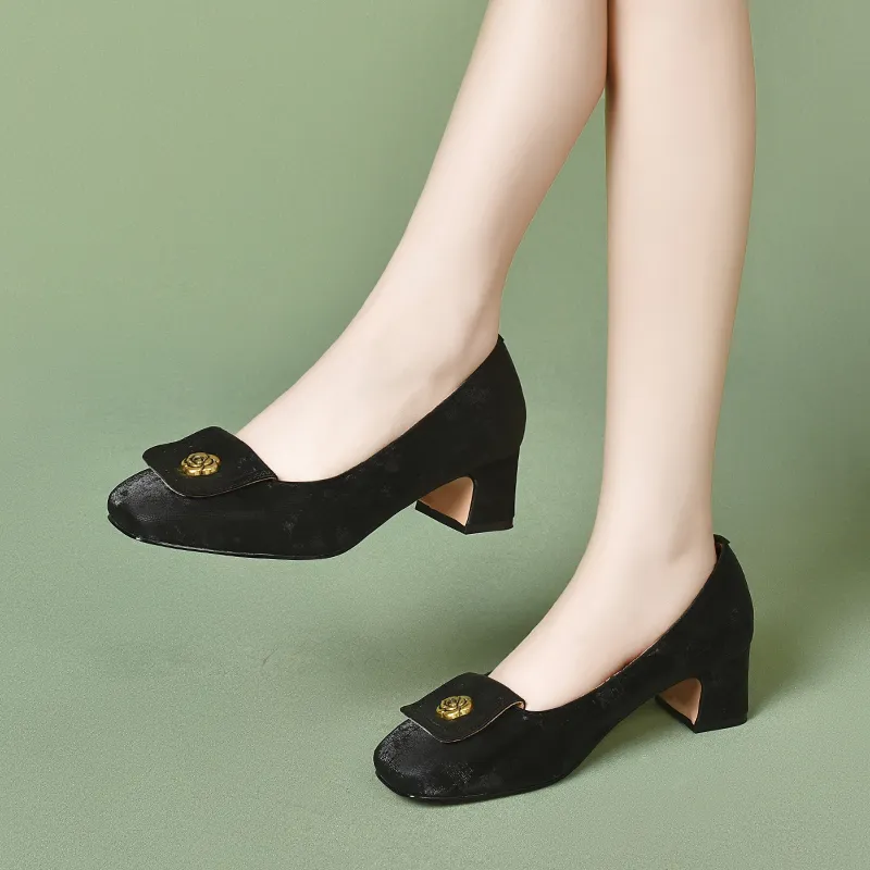 Devanro Chunky Heel High Heels 5cm Women's-2