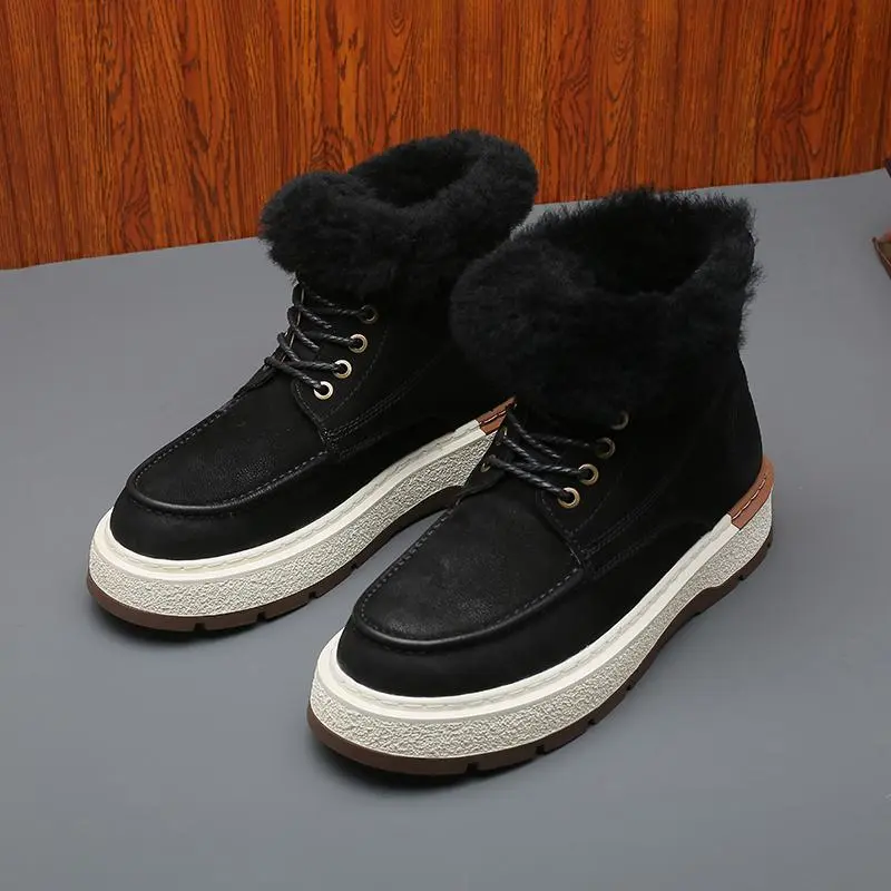 Devanro Warm Height Increasing Wear-Resistant Slip-Resistant Crew Snow Boots Men's-2
