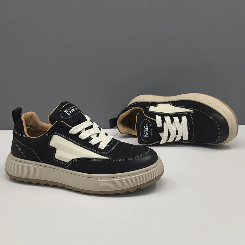 Devanro Height Increasing Wear Resistant Lightweight Breathable Slip Resistant Low Top Skateboard Shoes Men's-1