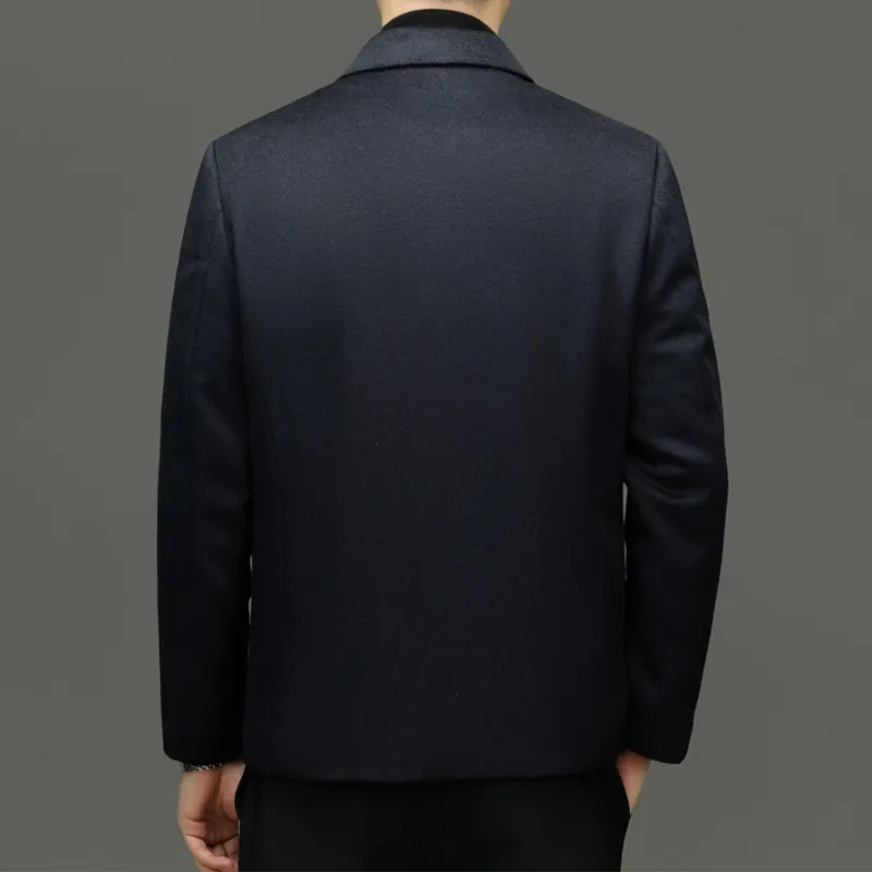 Devanro Coats Men Navy Blue, Liner Filled With 100% Cashmere-1