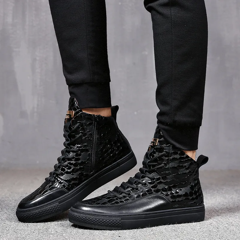 Devanro High Top Skateboard Shoes Men's Black-3