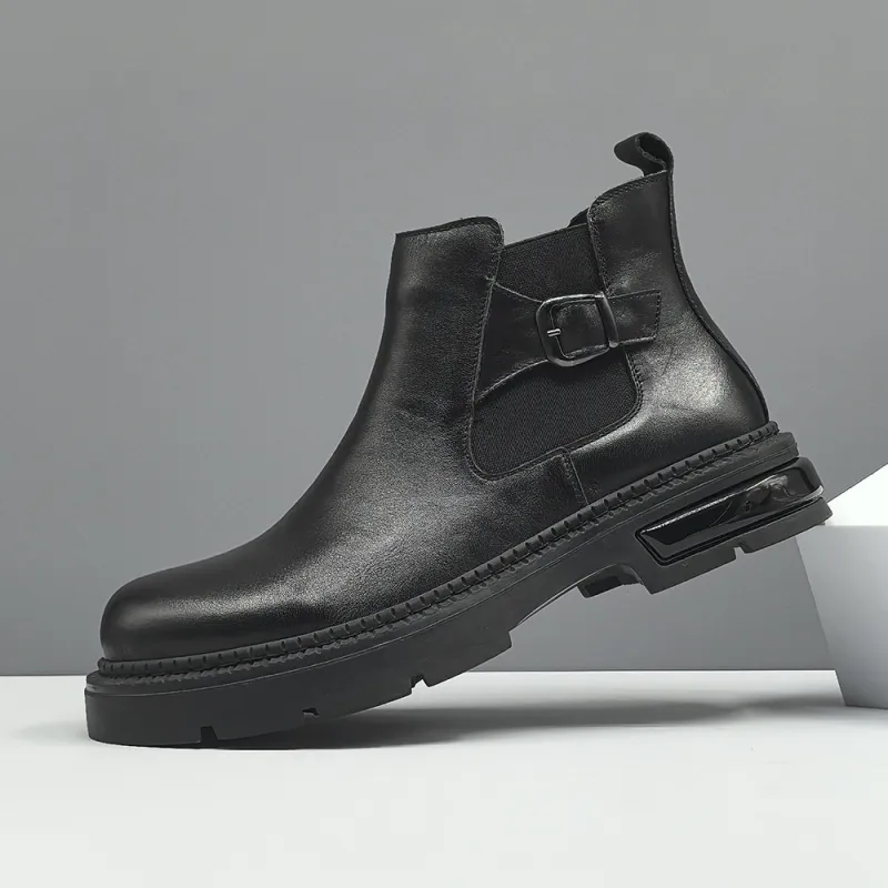 Devanro Short Chelsea Boots 3cm Men's Black-1
