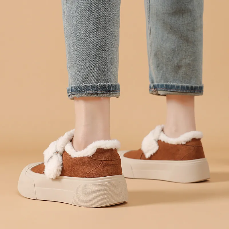 Devanro Warm Height Increasing Wear Resistant Slip Resistant Low Top Casual Shoes Women's-5