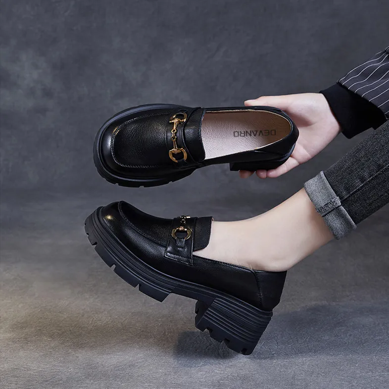 Devanro Loafers 5.5cm Women's Black-5