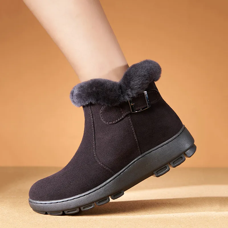 Devanro Warm Wear-Resistant Water-Resistant Slip-Resistant Short Snow Boots Women's-10