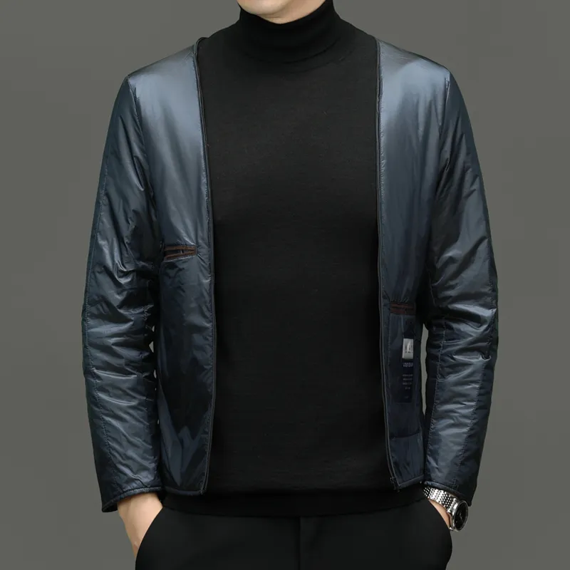 Devanro Coats Men Navy Blue, Liner Filled With 100% Cashmere-5