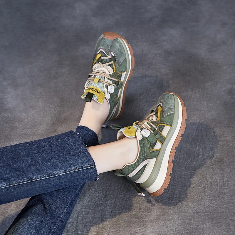Devanro Height Increasing Wear Resistant Breathable Slip Resistant Low Top Chunky Sneakers Women's-1