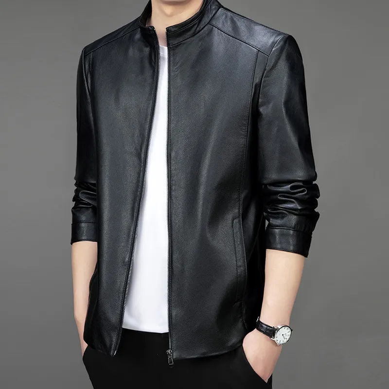 Devanro Leather Jacket Men's Black-2