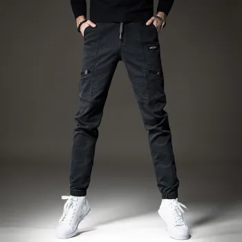 Devanro Casual Pants Men's Black Gray Color