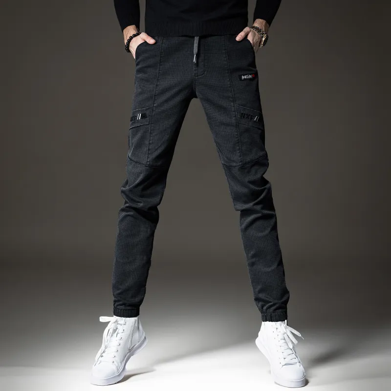 Devanro Casual Pants Men's Black Gray Color-0