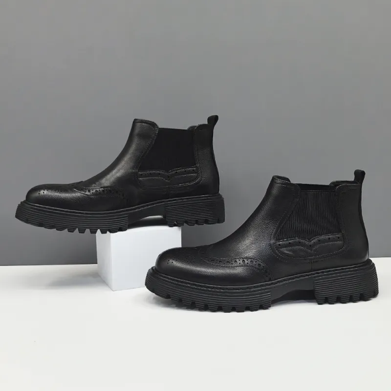 Devanro Short Chelsea Boots 3cm Men's Black-2