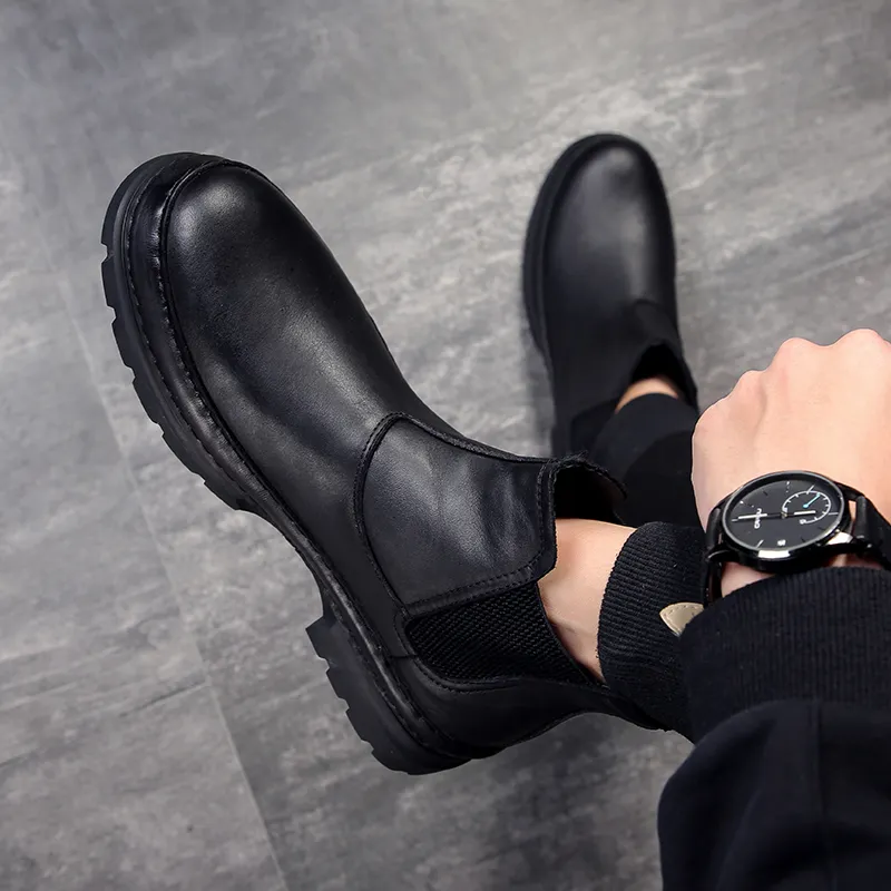 Devanro Short Chelsea Boots Men's Black-2