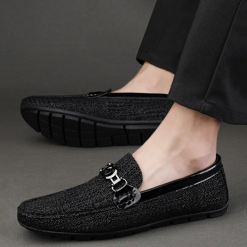 Devanro Men's Casual Shoes Men Low Top Black-4