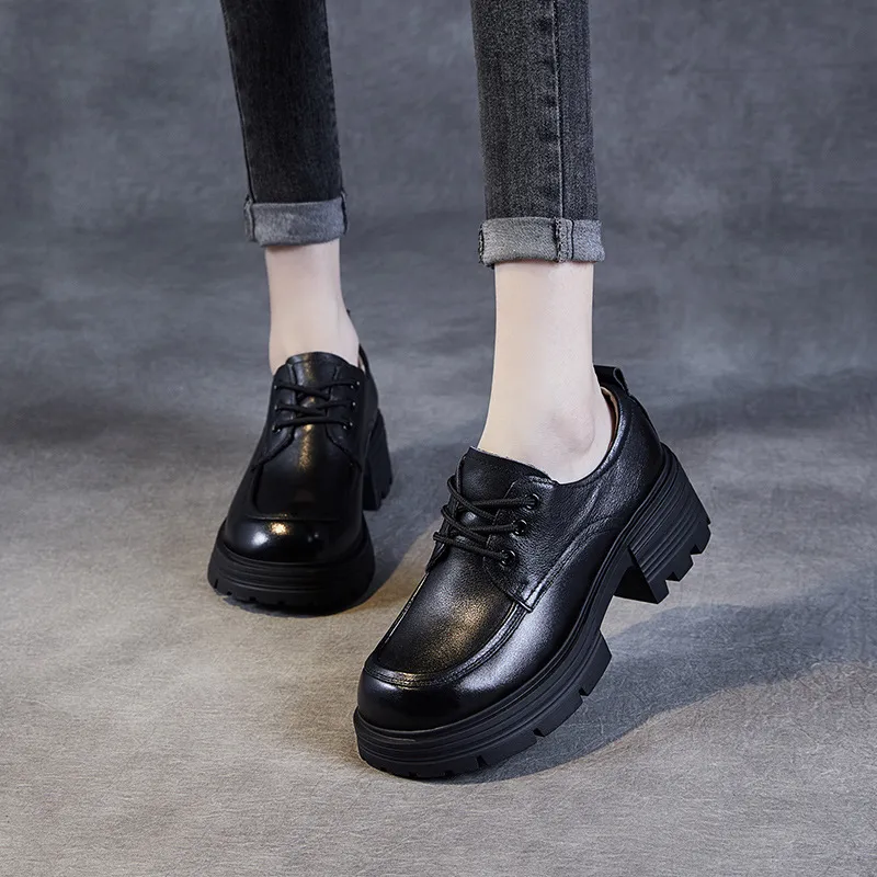 Devanro Block Heel High Heels 5.5cm Women's Black-4