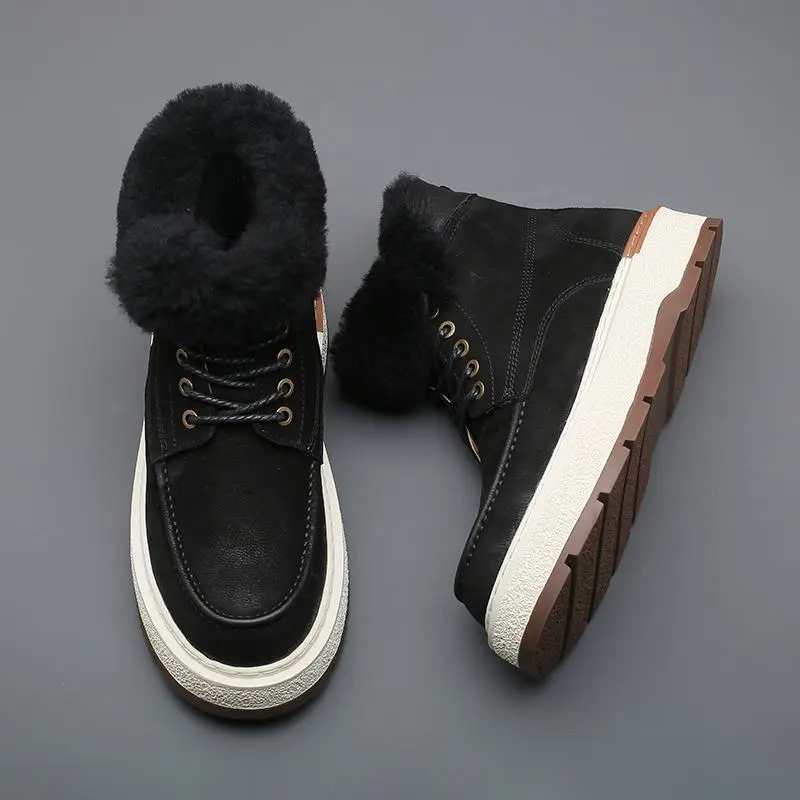 Devanro Warm Height Increasing Wear-Resistant Slip-Resistant Crew Snow Boots Men's-3
