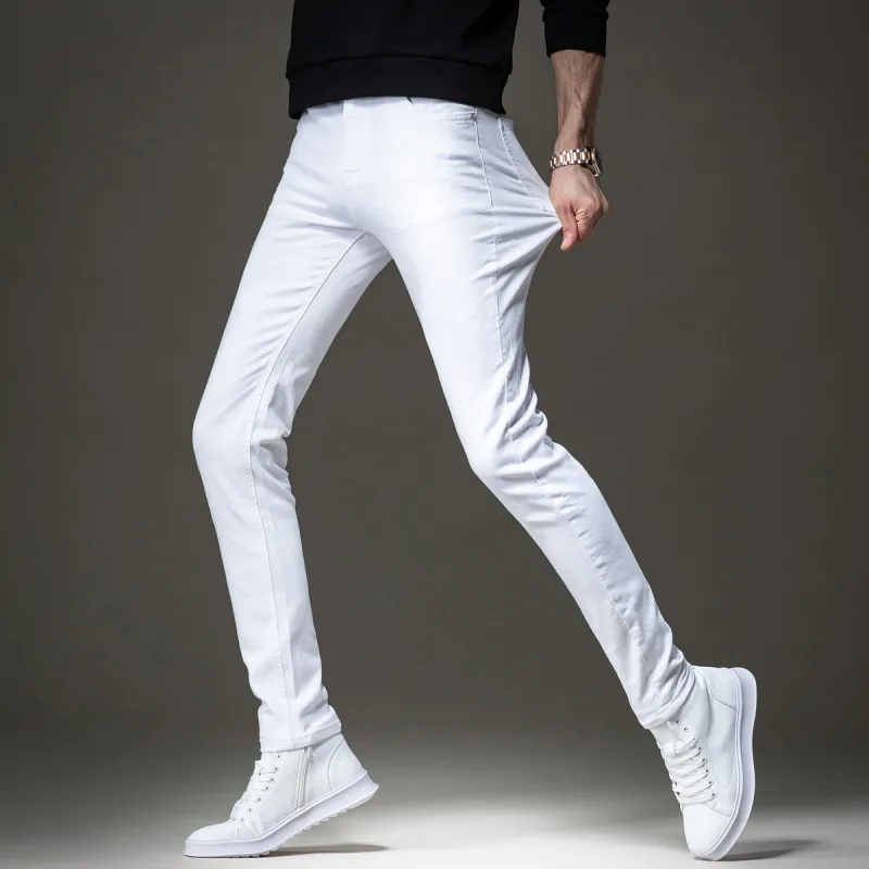 Devanro Casual Pants Men's White-5