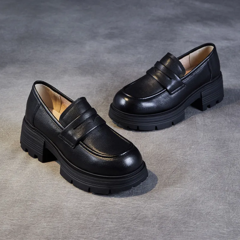 Devanro Loafers 5.0cm Women's Black-6