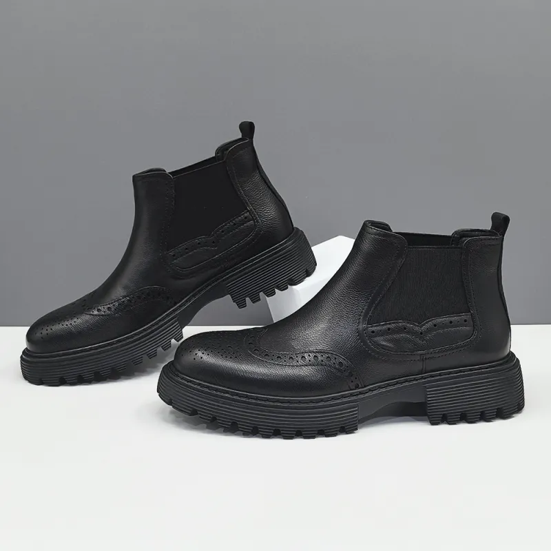 Devanro Short Chelsea Boots 3cm Men's Black-1