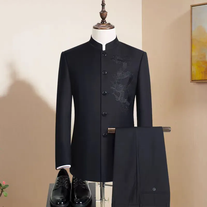 Devanro Business Suit Men's Black Great Dragon-3