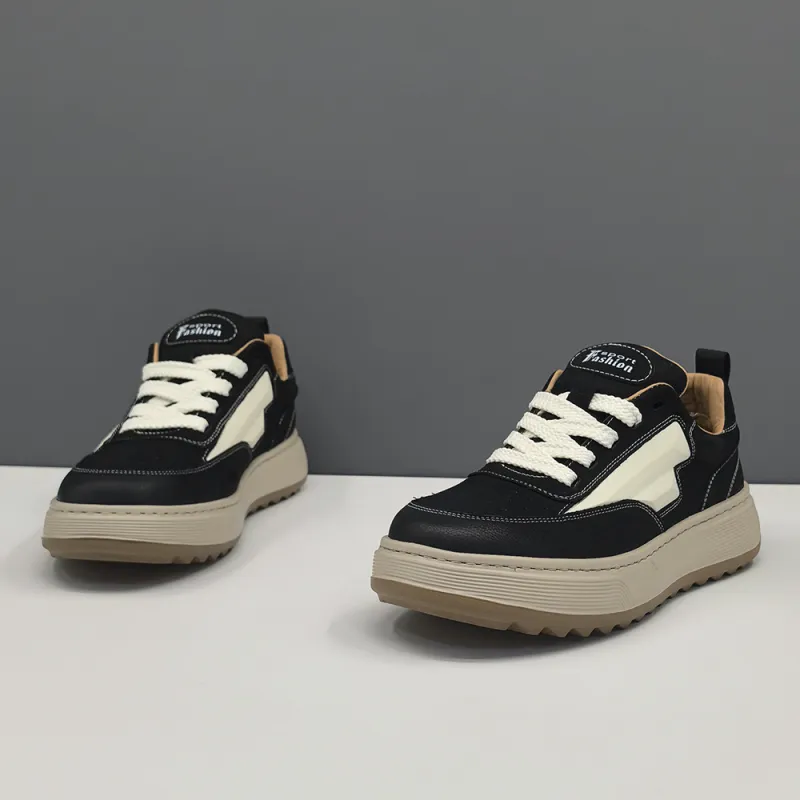 Devanro Height Increasing Wear Resistant Lightweight Breathable Slip Resistant Low Top Skateboard Shoes Men's-4
