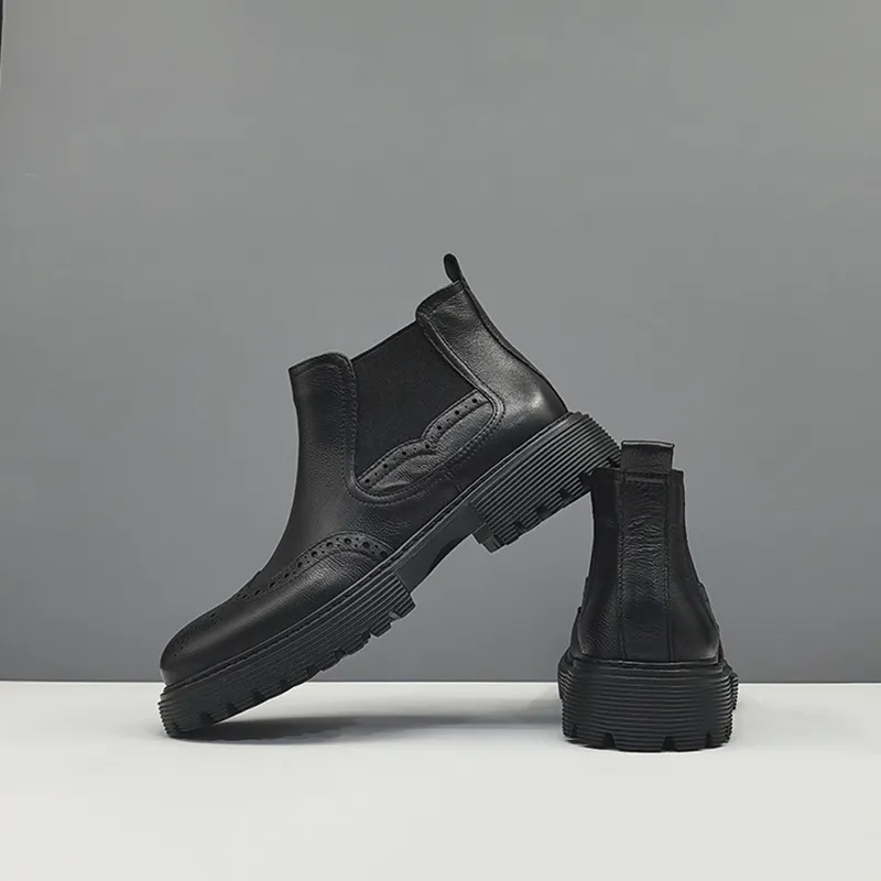 Devanro Short Chelsea Boots 3cm Men's Black-4