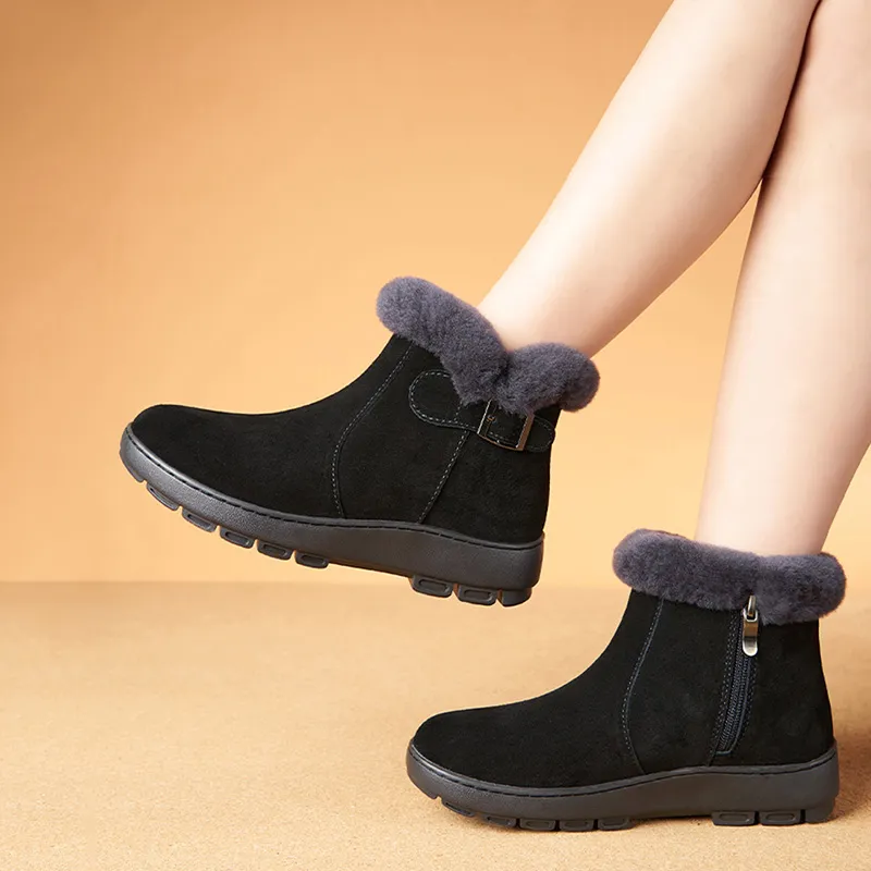 Devanro Warm Wear-Resistant Water-Resistant Slip-Resistant Short Snow Boots Women's-5