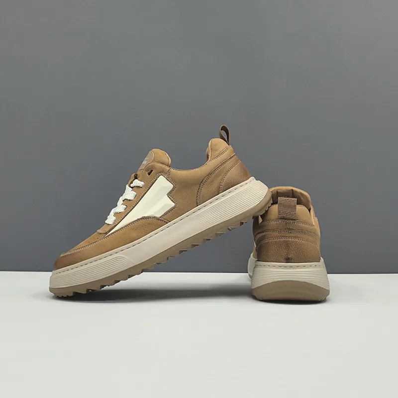Devanro Height Increasing Wear Resistant Lightweight Breathable Slip Resistant Low Top Skateboard Shoes Men's-9