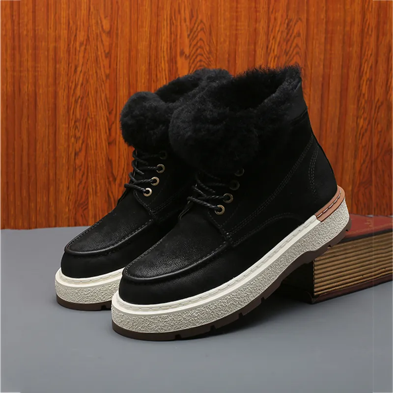 Devanro Warm Height Increasing Wear-Resistant Slip-Resistant Crew Snow Boots Men's-5