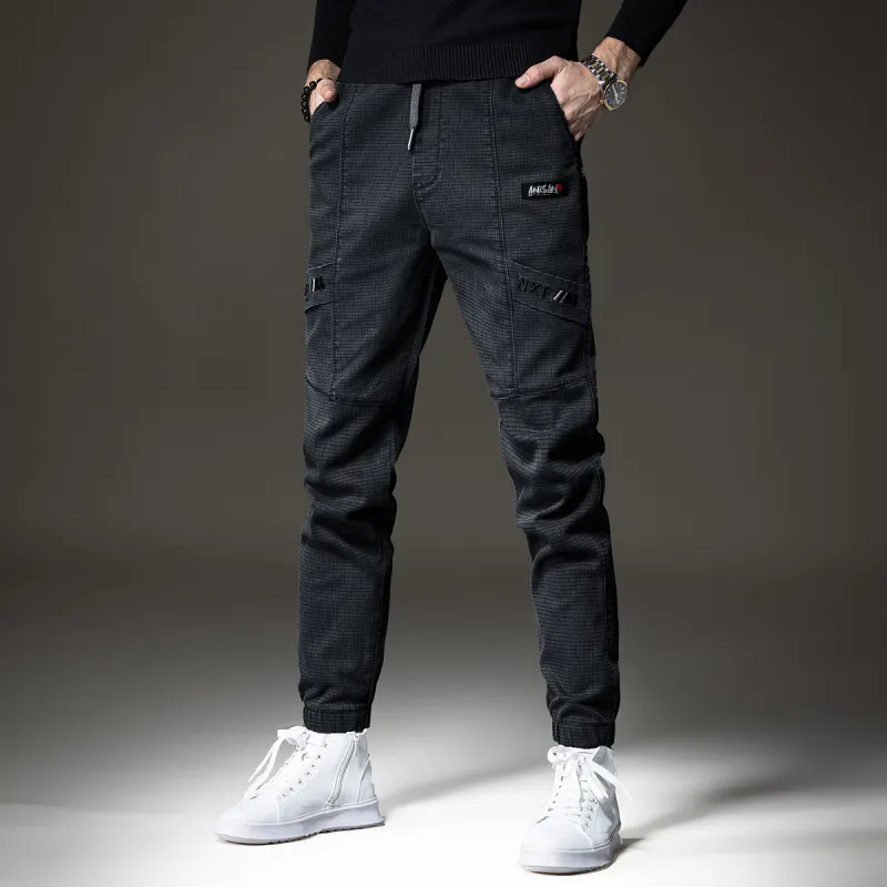 Devanro Casual Pants Men's Black Gray Color-1