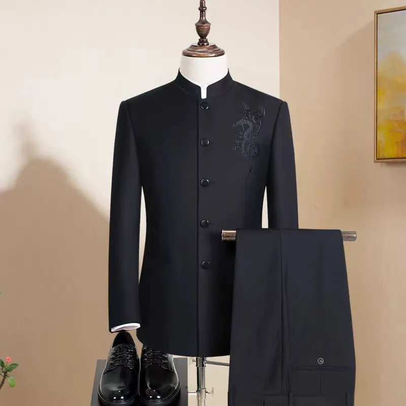 Devanro Business Suit Men's Black Great Dragon-7