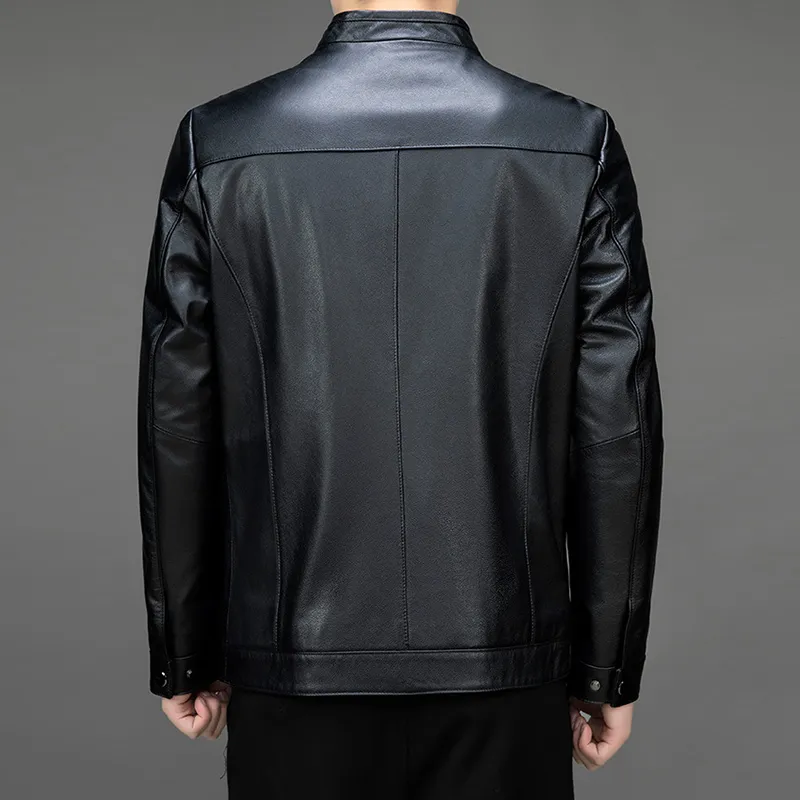 Devanro Leather Jacket Men's Black-3
