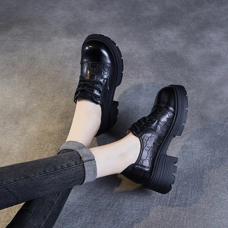 Devanro Casual Single Shoes 5.5cm Women's Black-5