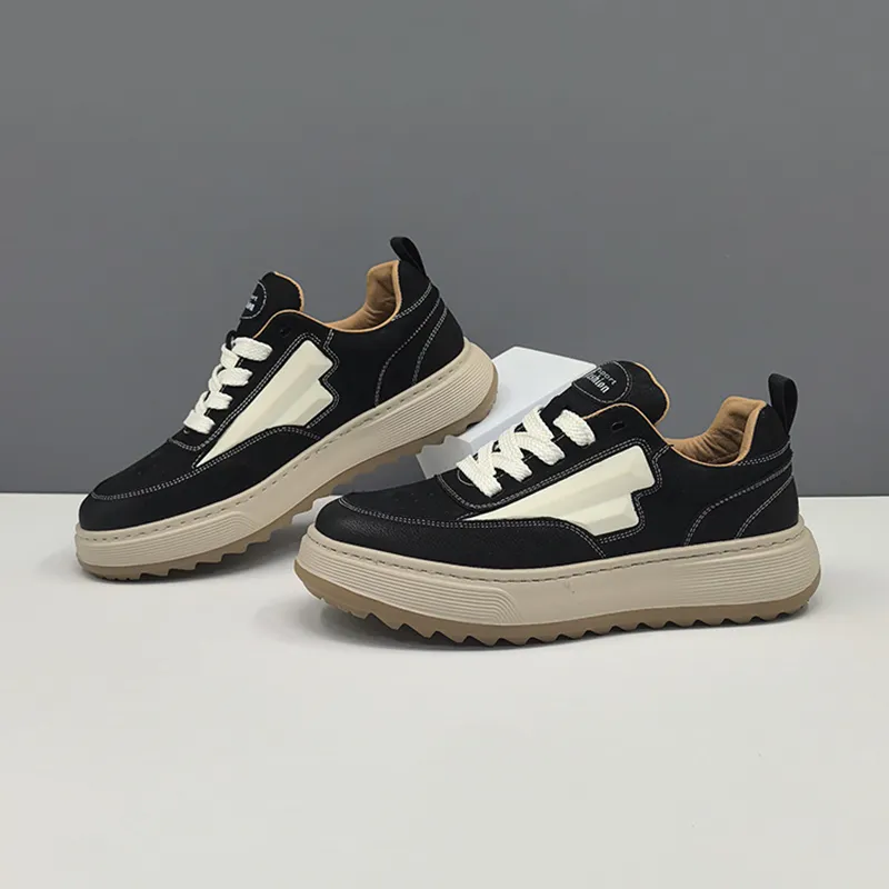 Devanro Height Increasing Wear Resistant Lightweight Breathable Slip Resistant Low Top Skateboard Shoes Men's-3
