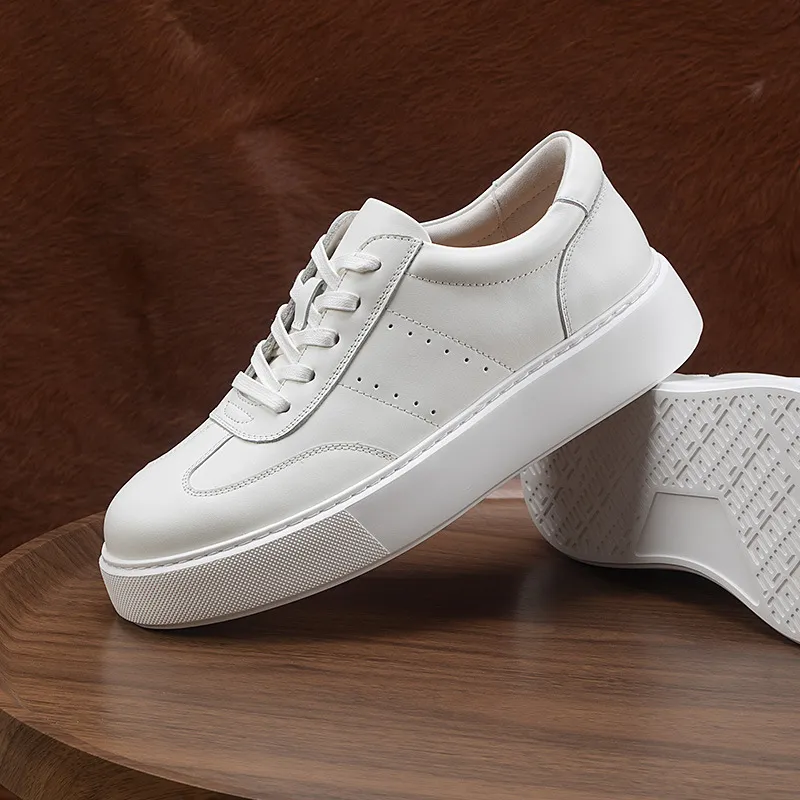 Devanro Abrasion Resistant Lightweight Slip Resistant Low Top Skateboard Shoes Men's White-1