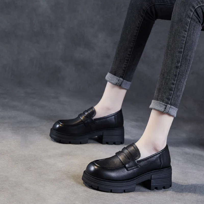 Devanro Loafers 5.0cm Women's Black-3