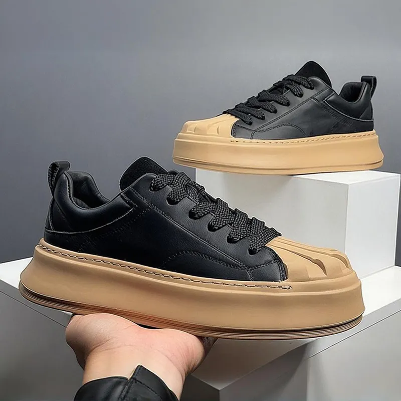 Devanro Height Increasing Wear-Resistant Breathable Slip-Resistant Low-Top Skateboard Shoes Men's-1