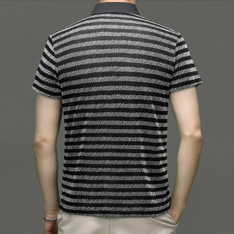 Devanro Polo Shirt Men's Black White-3
