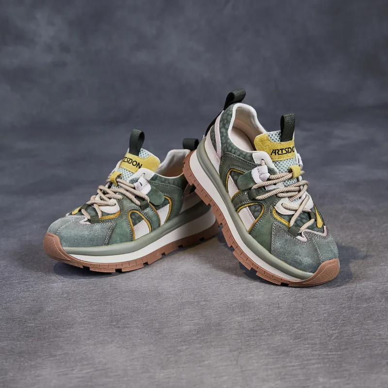 Devanro Height Increasing Wear Resistant Breathable Slip Resistant Low Top Chunky Sneakers Women's-2