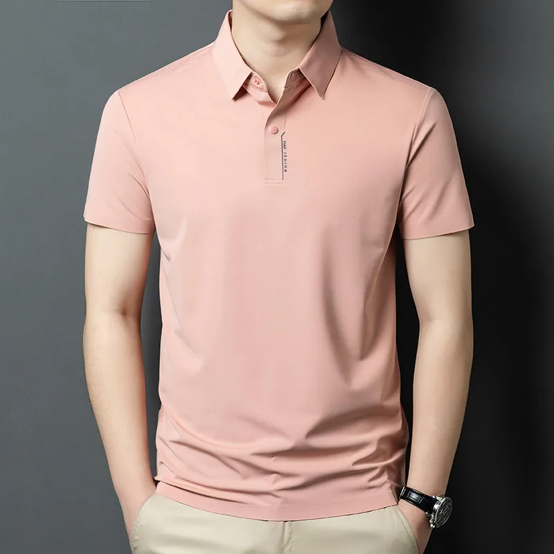 Devanro Polo Shirt Men's Light Pink-1